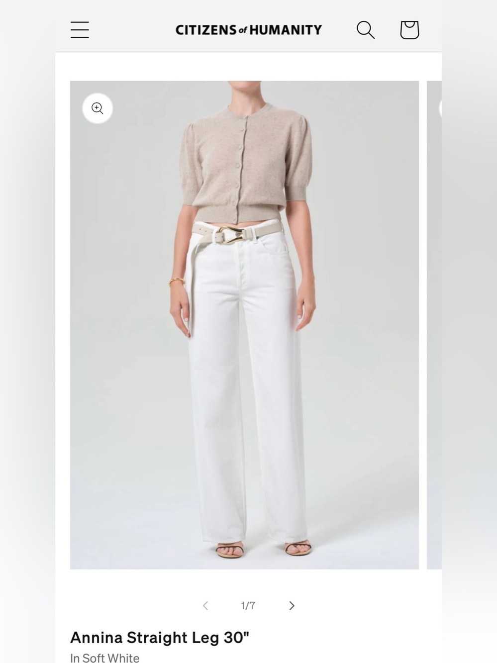Citizens Of Humanity Annina Straight Leg Jeans in Soft White
